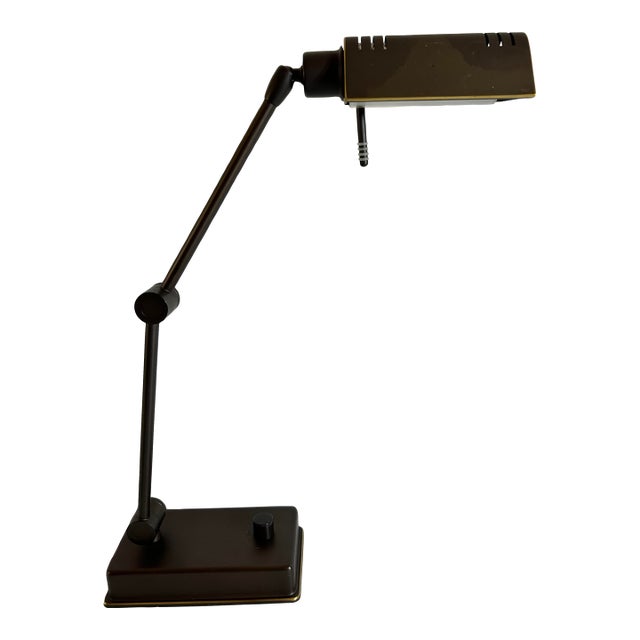 1980s Holtkötter (Holtkoetter) Leuchten Modern Piano / Table ‘8346/1’ Hand-Brushed Old Bronze Adjustable Lamp - 1 Piece For Sale