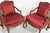Wood Vintage French Bergere Carved Wood Cane Red Occasional Chairs - a Pair For Sale - Image 7 of 12