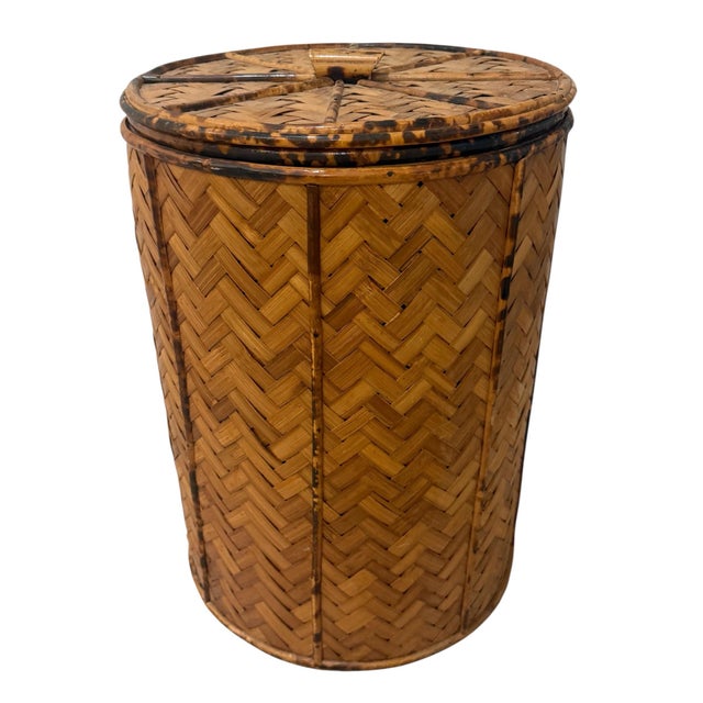 Tortoise Rattan Laundry Basket/Storage Bin For Sale - Image 9 of 12