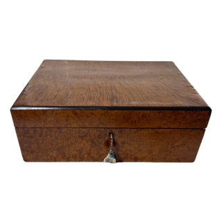 Antique English Victorian Burl Wood Traveling Writing Slope / Lap Desk For Sale