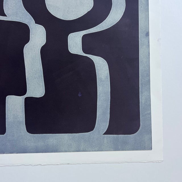 Contemporary Original Unframed Contemporary French Modern Style Abstract Monotype in Aubergine 1/1 For Sale - Image 3 of 6