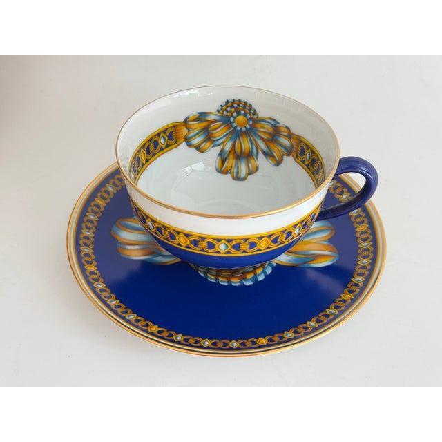 1980s Cocarde de Soie Tea Cup and Saucer from Hermès, 1980s, Set of 2 For Sale - Image 5 of 7