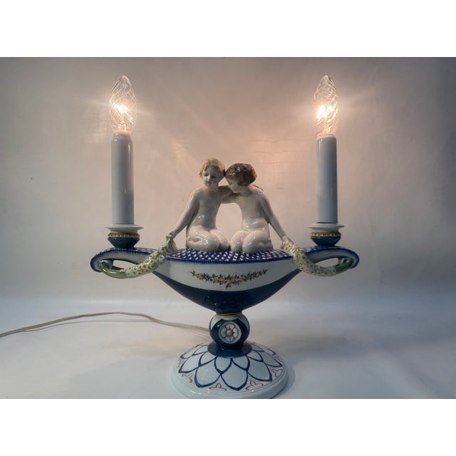 Art Nouveau Porcelain Lamp Thomasch from Goldscheider Vienna, 1910 For Sale - Image 11 of 15