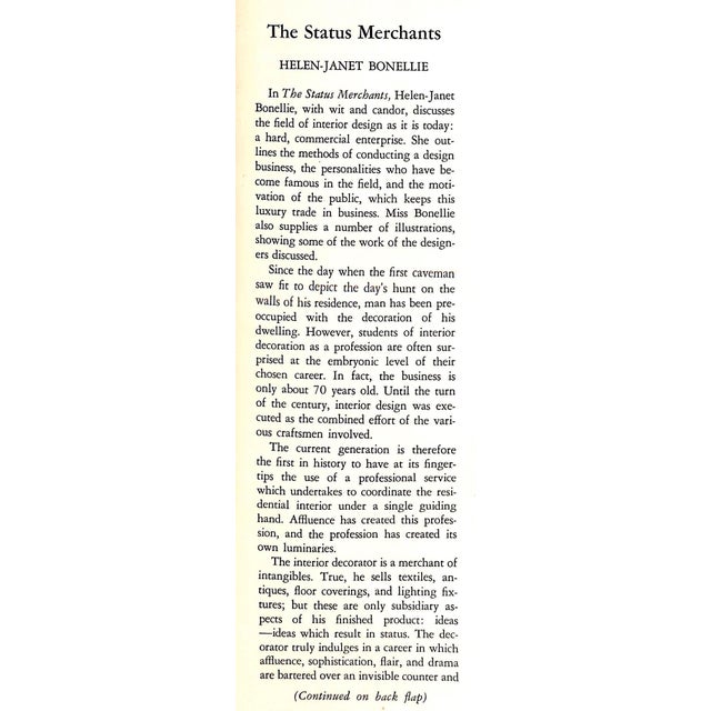 "The Status Merchants: The Trade of Interior Decoration" 1972 Bonellie, Helen-Janet For Sale - Image 4 of 12