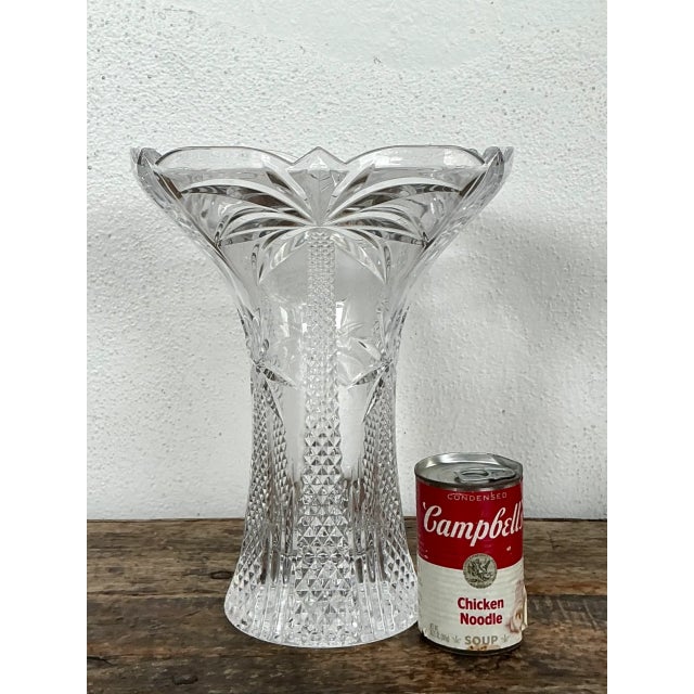Glass Vintage Palm Tree Crystal Vase For Sale - Image 7 of 12