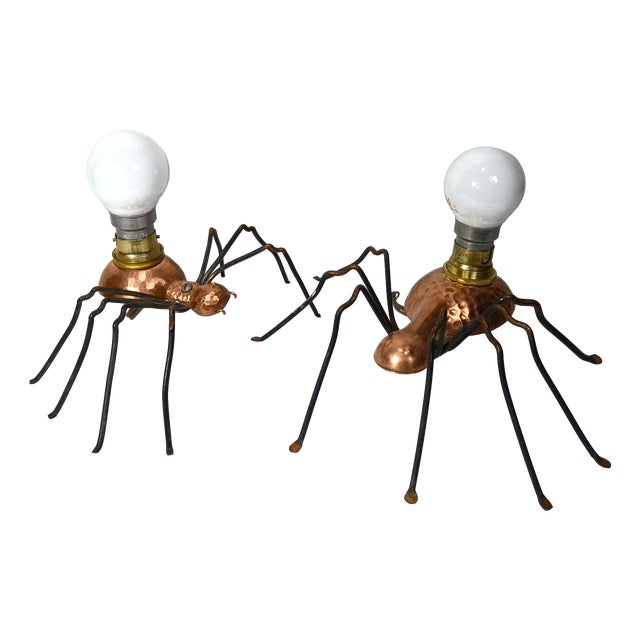 Vintage French Wall Lamps in Wrought Copper, 1990s, Set of 2 For Sale