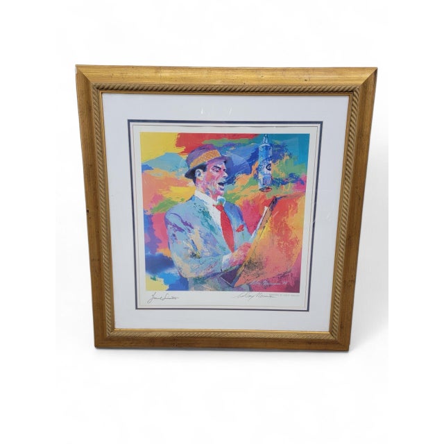 Gold Leroy Neiman Frank Sinatra Custom Framed & Hand Signed Lithograph For Sale - Image 8 of 9