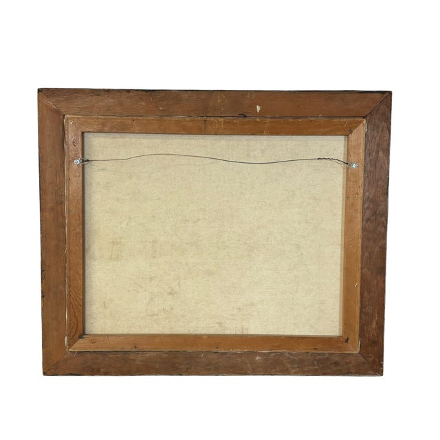 Original Winter Farm Landscape Oil Painting in Carved Wood Frame | Snow Covered Country Scene For Sale - Image 9 of 9
