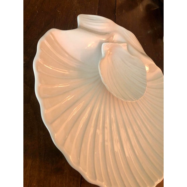 Nautical 1990s Portugal Clam Shell Platter With Attached Dip Bowl For Sale - Image 3 of 10