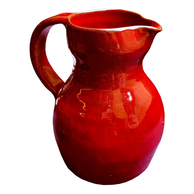 Large French Oxblood Ceramic Pitcher by Max Idlas, 1960s For Sale
