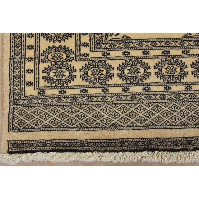 Bokhara Rug 5’2” X 7’8” Beige Wool Tribal Hand-Knotted Oriental Carpet For Sale - Image 9 of 12
