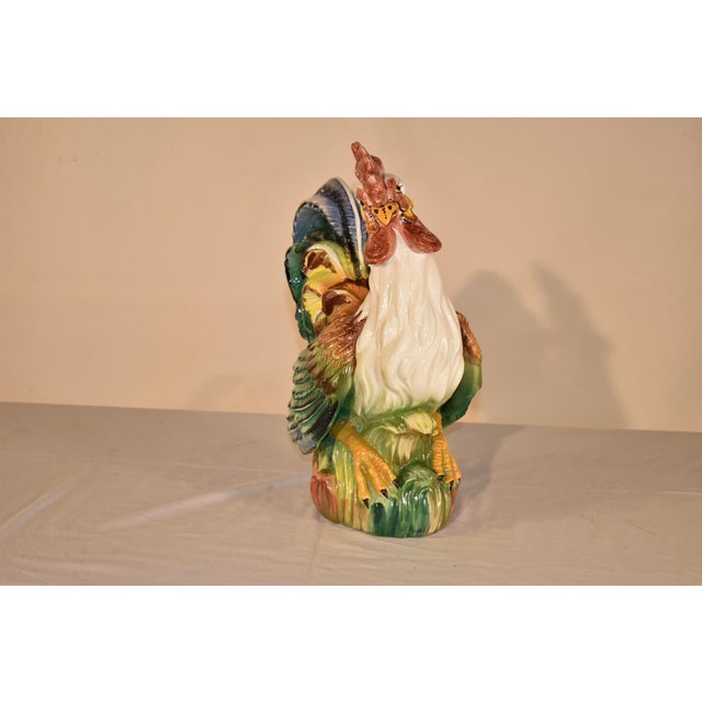 White Italian Terracotta Hand-Painted Rooster Sculpture, Circa 1980's For Sale - Image 8 of 13