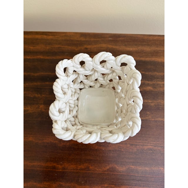 Ceramic French Country Trompe l'Oeil Porcelain Rope Basket Cachepot For Sale - Image 7 of 8