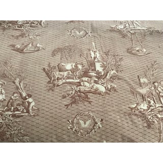 French Toile Brown & Cream Fabric- 14 Yards For Sale