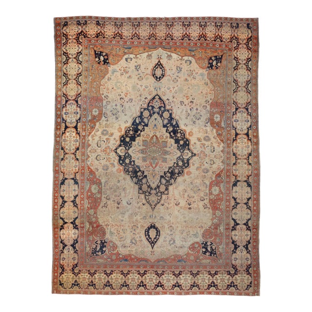 Fine Antique Mohtasham Kashan Rug 8’4” X 11’4” For Sale