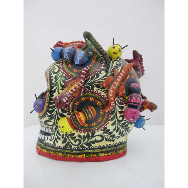 Alfonso Castillo Orta Caterpillars Day of Dead Skull Mexican Folk Art Pottery For Sale In Portland, OR - Image 6 of 16