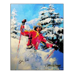 Malcolm Farley "Billy Kidd" Figurative Skier Embellished Giclee on Canvas