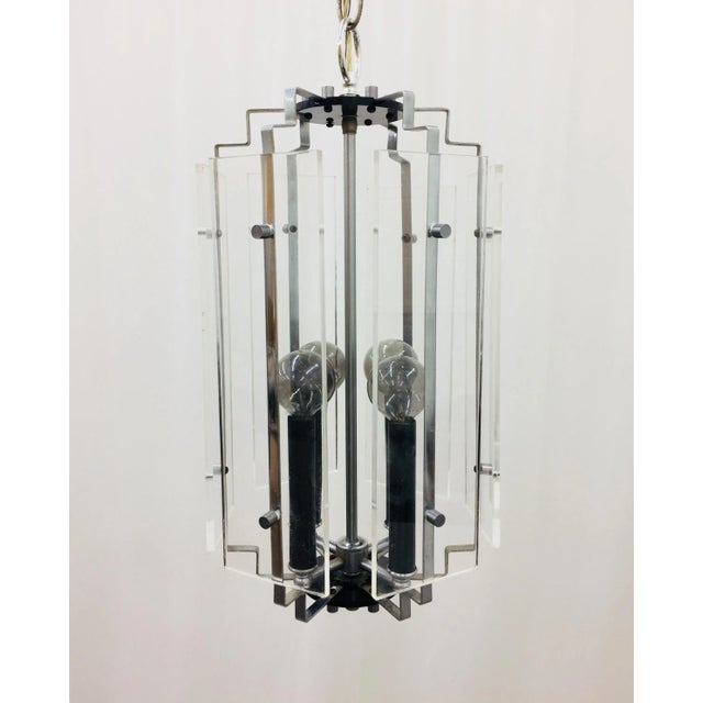 Stunning Vintage Mid Century Modern Pendant Style Hanging Chandelier. Complete with original finish, frame, hardware,...