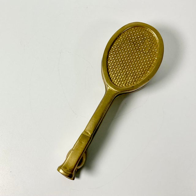 Mid-Century Americana Hollywood Regency Boho Chic Brass Tennis Racket Door Knocker For Sale - Image 11 of 11