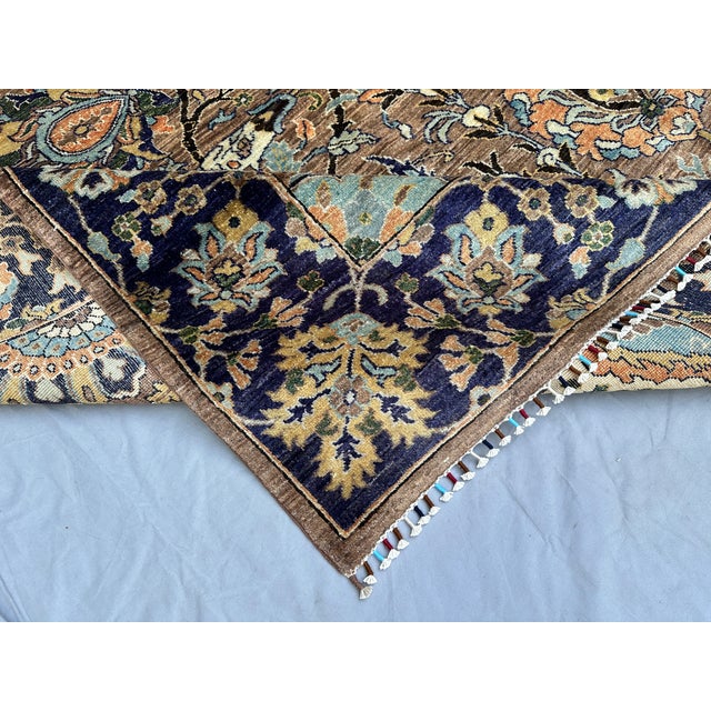 Hand-Knotted Afghan Isfahan Shah Abbasi Wool Area Rug - 9'1" X 12'2" For Sale - Image 11 of 15