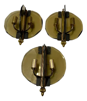 Italian Smoked Cut Glass Wall Lights, Set of 3