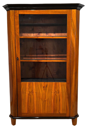 Biedermeier Bookcase in Walnut & Glass, Austria, 1825