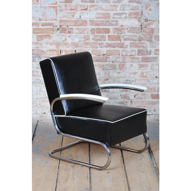 Black Bauhaus Armchair in Chrome by W. Gispen for Mücke-Melder, Czech, 1930s For Sale - Image 8 of 18