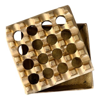 Vintage Scandinavian Modern Brass "Ultima" 16-Hole Ashtray Box, in the Style of Bo Ljungberg & Holger Bäckström For Sale