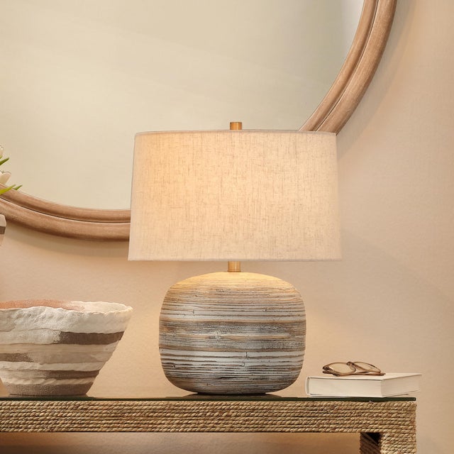 Cocoon Table Lamp, White Washed Bamboo Supremely stylish yet eminently approachable, this hand-crafted table lamp, with...