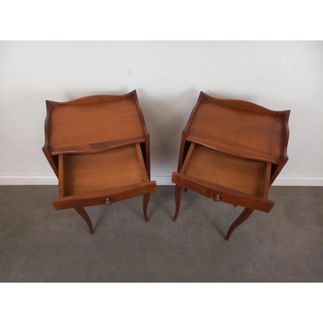 Wood Louis XV Style Bedside Tables, 1950s, Set of 2 For Sale - Image 7 of 17