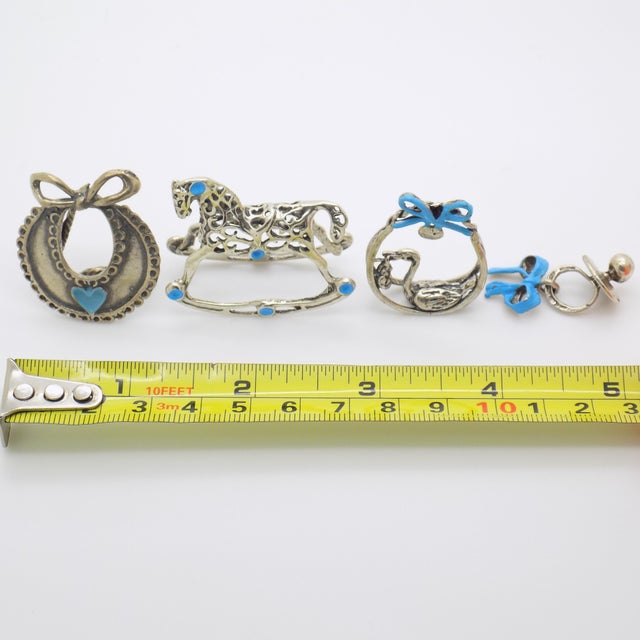 Metal 4 X Vintage Italian Handmade Genuine Silver Newborn Dollhouse Miniature Collection, Made in Tuscany For Sale - Image 7 of 7