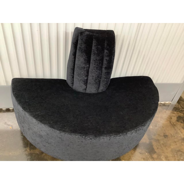 Black Modern Upholstered Curved Sofa With Cylindrical Backrest, Modern, Black Semi-Circular For Sale - Image 8 of 8