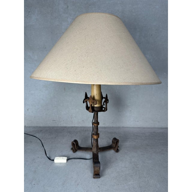 Vintage Spanish Brutalist Table Lamp in Wrought Iron, 1960s For Sale - Image 13 of 13