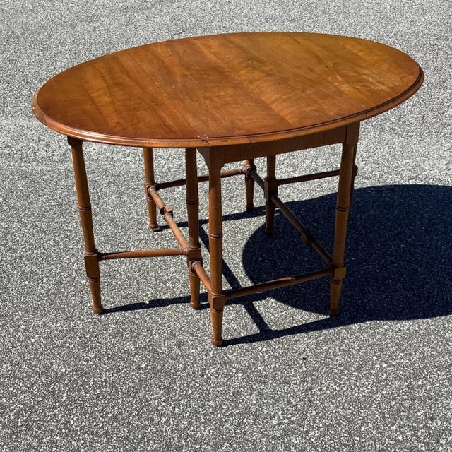Wood Henredon Fine Furniture Drop Leaf Gate Leg Table For Sale - Image 7 of 9