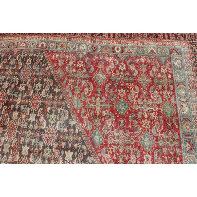Colorful Large Persian Antique Qashqai Rug With a Beautiful Tribal Motif Design 13' X 18'7 For Sale - Image 10 of 12
