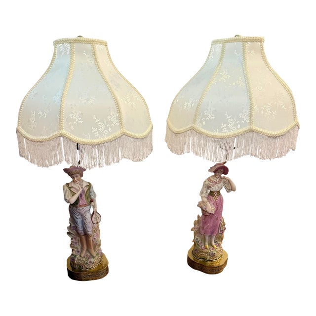 1940s s.g.k. China Pair of Large Lamps For Sale