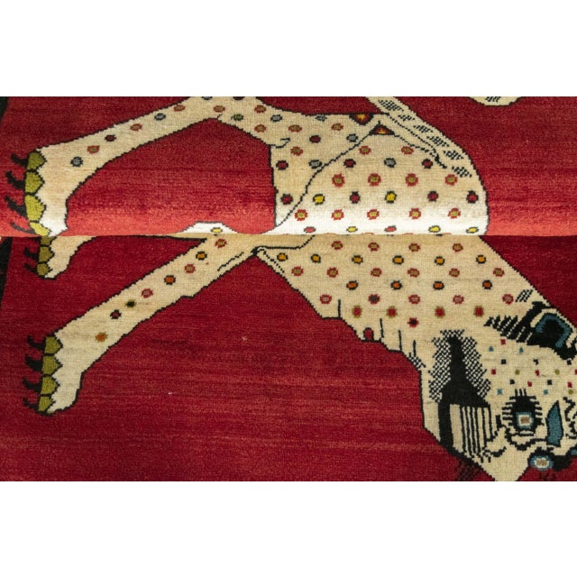 Cream Hand-Knotted Gabbeh Rug with Tiger Motif For Sale - Image 8 of 11
