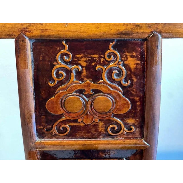 Chinoiserie Antique Ming Style Chinoiserie Carved Side Chairs- A Pair For Sale - Image 3 of 9