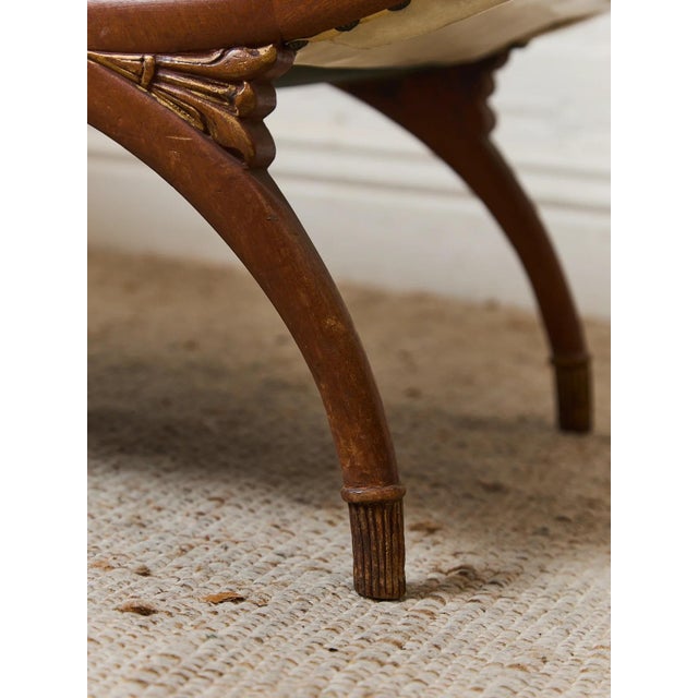 Vintage Antique Settee With Marble Side Table For Sale - Image 9 of 12
