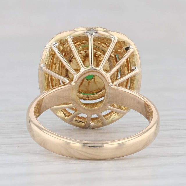 Green Chrysoprase Oval Cabochon Solitaire Ring 14k Yellow Gold Size 5.75 For Sale - Image 4 of 8