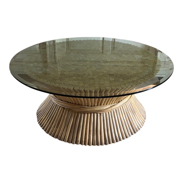 1970s Mid-Century Modern Attributed to McGuire Bamboo Coffee Table. For Sale