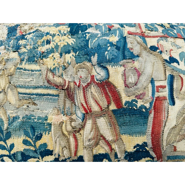Antique Tapestry Pillow For Sale - Image 4 of 8