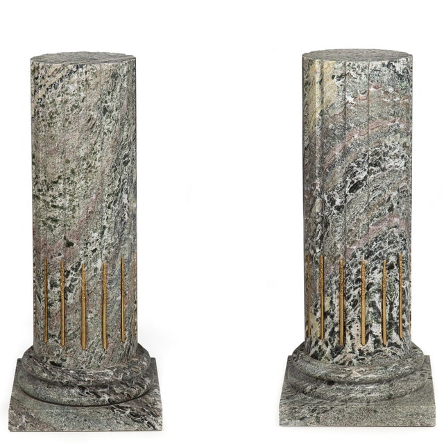 Pair of Classical Solid Marble Stop-Fluted Columns Pedestals For Sale - Image 6 of 18
