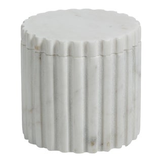 Calabria Fluted Marble Lidded Canister For Sale
