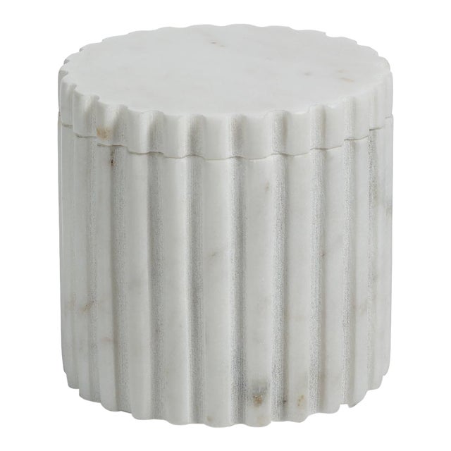 Calabria Fluted Marble Lidded Canister For Sale