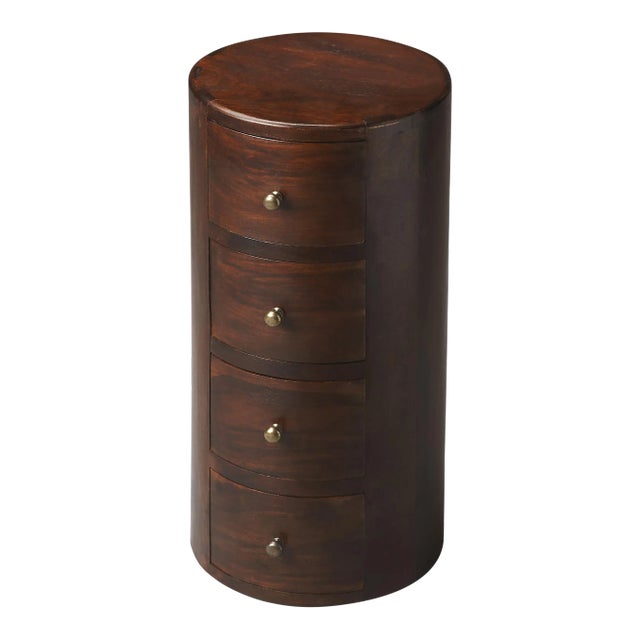 Liam Solid Wood Accent Table with Storage, Dark Brown For Sale