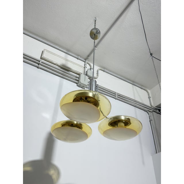 Three-Light Chandelier with Murano Glass Diffusers, Italy, 1970 For Sale - Image 8 of 13