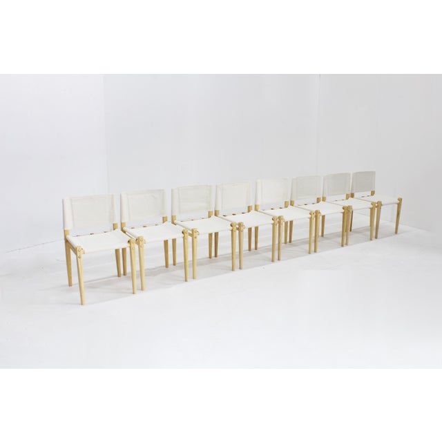 Vintage dining chairs model Linda designed by De Pas, Durbino and Lomazzi for Zanotta in Italy. Large set of eight dining...