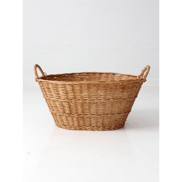 Antique French Country Wicker Laundry Basket For Sale - Image 14 of 14