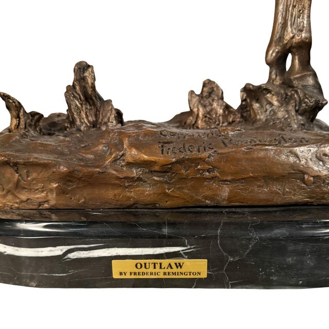 "The Outlaw" Bronze Statue After Frederic Remington, Signed - 32" H For Sale - Image 4 of 11